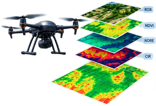 UAV multispectral imaging for agricultural monitoring